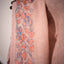 Kantha Vriksha Linen Saree – Dusty Blush Rose with Peach & Slate Blue Kantha Embroidery