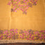 Kantha Vriksha Linen Saree – Mustard Ochre with Pink Kantha Embroidery