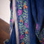 Kantha Vriksha Linen Saree – Deep Indigo Blue with multicolour Hand Kantha Embroidery