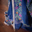 Kantha Vriksha Linen Saree – Deep Indigo Blue with multicolour Hand Kantha Embroidery