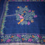 Kantha Vriksha Linen Saree – Deep Indigo Blue with multicolour Hand Kantha Embroidery