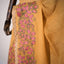 Kantha Vriksha Linen Saree – Mustard Ochre with Pink Kantha Embroidery