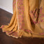 Kantha Vriksha Linen Saree – Mustard Ochre with Pink Kantha Embroidery