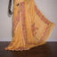 Kantha Vriksha Linen Saree – Mustard Ochre with Pink Kantha Embroidery