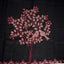 Kantha Vriksha Linen Saree – Midnight Black with Crimson & Ivory Kantha Embroidery