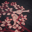 Kantha Vriksha Linen Saree – Midnight Black with Crimson & Ivory Kantha Embroidery