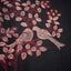 Kantha Vriksha Linen Saree – Midnight Black with Crimson & Ivory Kantha Embroidery