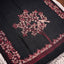 Kantha Vriksha Linen Saree – Midnight Black with Crimson & Ivory Kantha Embroidery