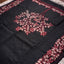 Kantha Vriksha Linen Saree – Midnight Black with Crimson & Ivory Kantha Embroidery