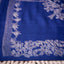 Kantha Vriksha Linen Saree – Royal Indigo Blue with Antique Ivory Kantha Embroidery