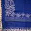 Kantha Vriksha Linen Saree – Royal Indigo Blue with Antique Ivory Kantha Embroidery