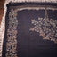 Kantha Vriksha Linen Saree – Charcoal Black with Antique Beige Kantha Embroidery