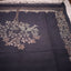 Kantha Vriksha Linen Saree – Charcoal Black with Antique Beige Kantha Embroidery