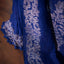 Kantha Vriksha Linen Saree – Royal Indigo Blue with Antique Ivory Kantha Embroidery