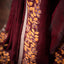 Kantha Vriksha Linen Saree – Deep Maroon with Mustard Kantha Embroidery