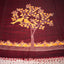 Kantha Vriksha Linen Saree – Deep Maroon with Mustard Kantha Embroidery