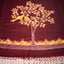 Kantha Vriksha Linen Saree – Deep Maroon with Mustard Kantha Embroidery