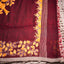 Kantha Vriksha Linen Saree – Deep Maroon with Mustard Kantha Embroidery