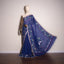 Kantha Vriksha Linen Saree – Classic Royal Blue with Multicolour Kantha Embroidery