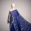 Kantha Vriksha Linen Saree – Classic Royal Blue with Multicolour Kantha Embroidery