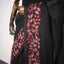 Kantha Vriksha Linen Saree – Midnight Black with Crimson & Ivory Kantha Embroidery