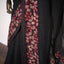 Kantha Vriksha Linen Saree – Midnight Black with Crimson & Ivory Kantha Embroidery