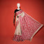 Katha Chitra Tussar Silk Saree – Natural Beige with Crimson Floral Jaal
