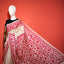 Katha Chitra Tussar Silk Saree – Natural Beige with Crimson Floral Jaal