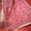 Katha Chitra Tussar Silk Saree – Natural Beige with Crimson Floral Jaal