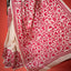 Katha Chitra Tussar Silk Saree – Natural Beige with Crimson Floral Jaal