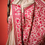 Katha Chitra Tussar Silk Saree – Natural Beige with Crimson Floral Jaal