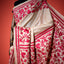 Katha Chitra Tussar Silk Saree – Natural Beige with Crimson Floral Jaal