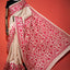 Katha Chitra Tussar Silk Saree – Natural Beige with Crimson Floral Jaal