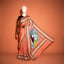 KathaChitra Tussar Silk Saree – Terracotta Orange with Lotus & Swan Motif