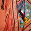 KathaChitra Tussar Silk Saree – Terracotta Orange with Lotus & Swan Motif