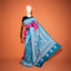 KathaChitra Tussar Silk Saree – Magenta & Turquoise with Floral Jaal