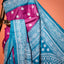 KathaChitra Tussar Silk Saree – Magenta & Turquoise with Floral Jaal