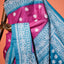 KathaChitra Tussar Silk Saree – Magenta & Turquoise with Floral Jaal