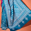 KathaChitra Tussar Silk Saree – Magenta & Turquoise with Floral Jaal