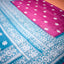 KathaChitra Tussar Silk Saree – Magenta & Turquoise with Floral Jaal
