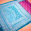 KathaChitra Tussar Silk Saree – Magenta & Turquoise with Floral Jaal