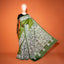 KathaChitra Tussar Silk Saree – Olive Green with White Floral Jaal