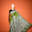 KathaChitra Tussar Silk Saree – Olive Green with White Floral Jaal
