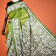 KathaChitra Tussar Silk Saree – Olive Green with White Floral Jaal
