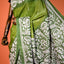 KathaChitra Tussar Silk Saree – Olive Green with White Floral Jaal