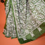 KathaChitra Tussar Silk Saree – Olive Green with White Floral Jaal