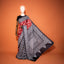KathaChitra Tussar Silk Saree – Deep Maroon & Charcoal with Geometric Floral Jaal