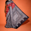 KathaChitra Tussar Silk Saree – Deep Maroon & Charcoal with Geometric Floral Jaal