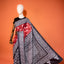 KathaChitra Tussar Silk Saree – Deep Maroon & Charcoal with Geometric Floral Jaal