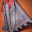 KathaChitra Tussar Silk Saree – Deep Maroon & Charcoal with Geometric Floral Jaal